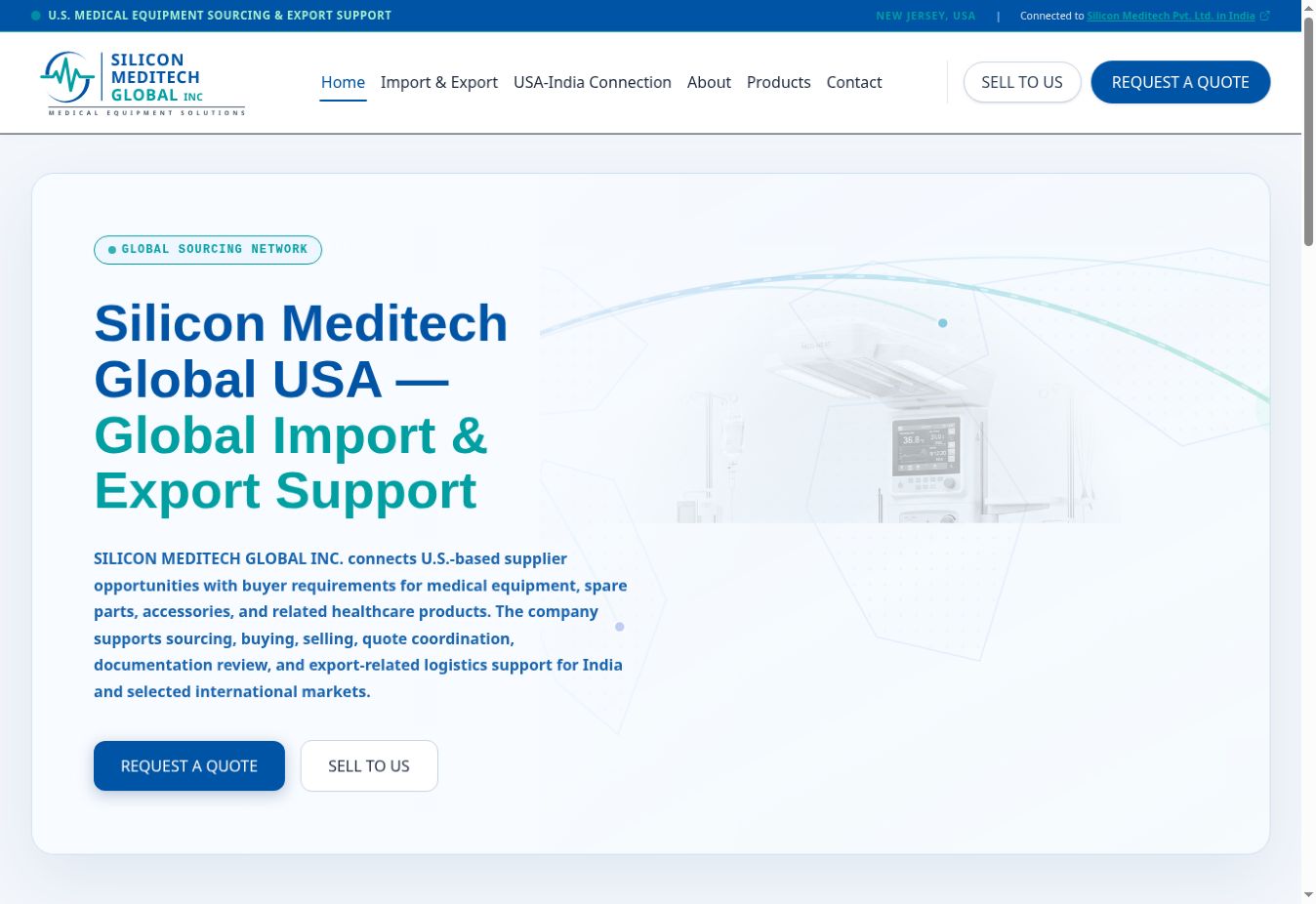 Silicon Meditech Global USA live website homepage